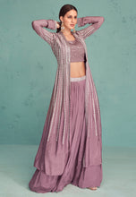 Lavender anarkali with long koti