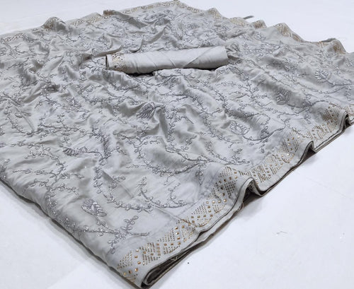 Silk crepe saree with latkan