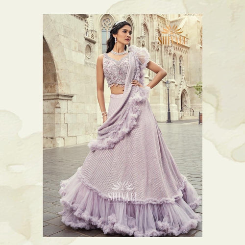 Boutique collection - Lavender limelight Lehenga with ruffle dupatta