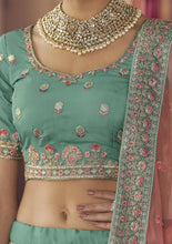 Persian green organza Lehenga