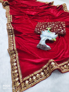 Velvet saree: red or maroon
