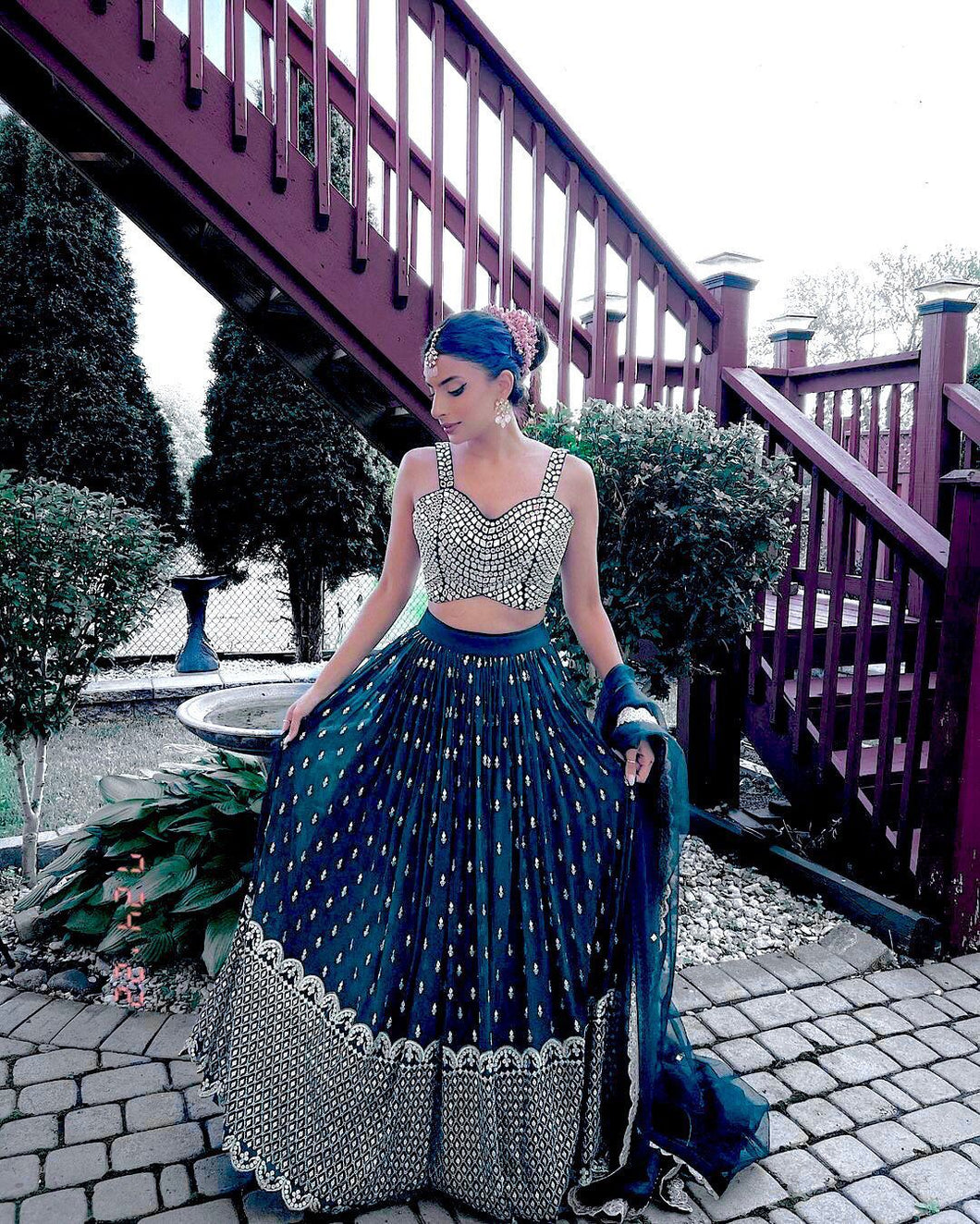 Blue sequinned Lehenga