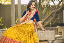 Kanjiveram silk zari orange and yellow Lehenga