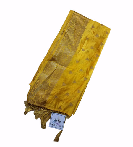 Yellow banarasi silk dupatta
