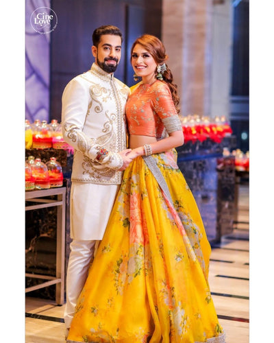 Sabyasachi inspired floral lehengas - yellow and orange