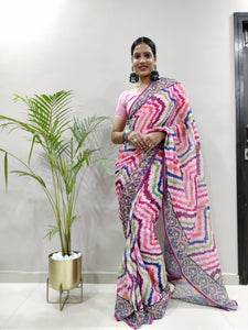 Colourful Sabyasachi inspired ready to wear saree with Sabyasachi inspired belt