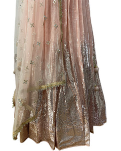 Peachy pink sequinned Lehenga - Perfect for reception / wedding