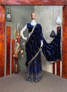 Blue velvet - Lehenga saree inspired by Kiara Advani