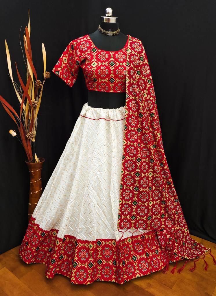 Red cotton bandhej print readymade