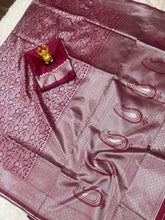 Maroon banarasi silk saree
