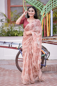 Pearl lace saree with readymade blouse