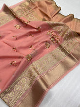 Organza silk saree with embroidery