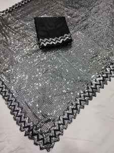 Celebrity style: black sequins saree