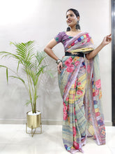 Colourful Sabyasachi inspired ready to wear saree with Sabyasachi inspired belt