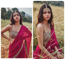Ruffle saree with mirror work