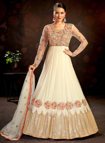 Safeena vol 2 - cream anarkali