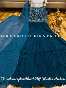 Niks collection: blue tiered gown
