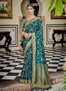 Ethnic collection - Rama green designer silk saree