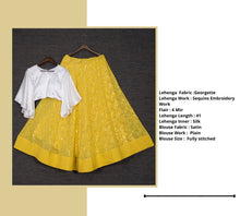Indo western stylish yellow sequins embroidery Lehenga