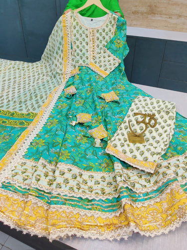 Cotton floral print anarkali
