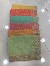 Pastel saree collection - rainbow sequins border