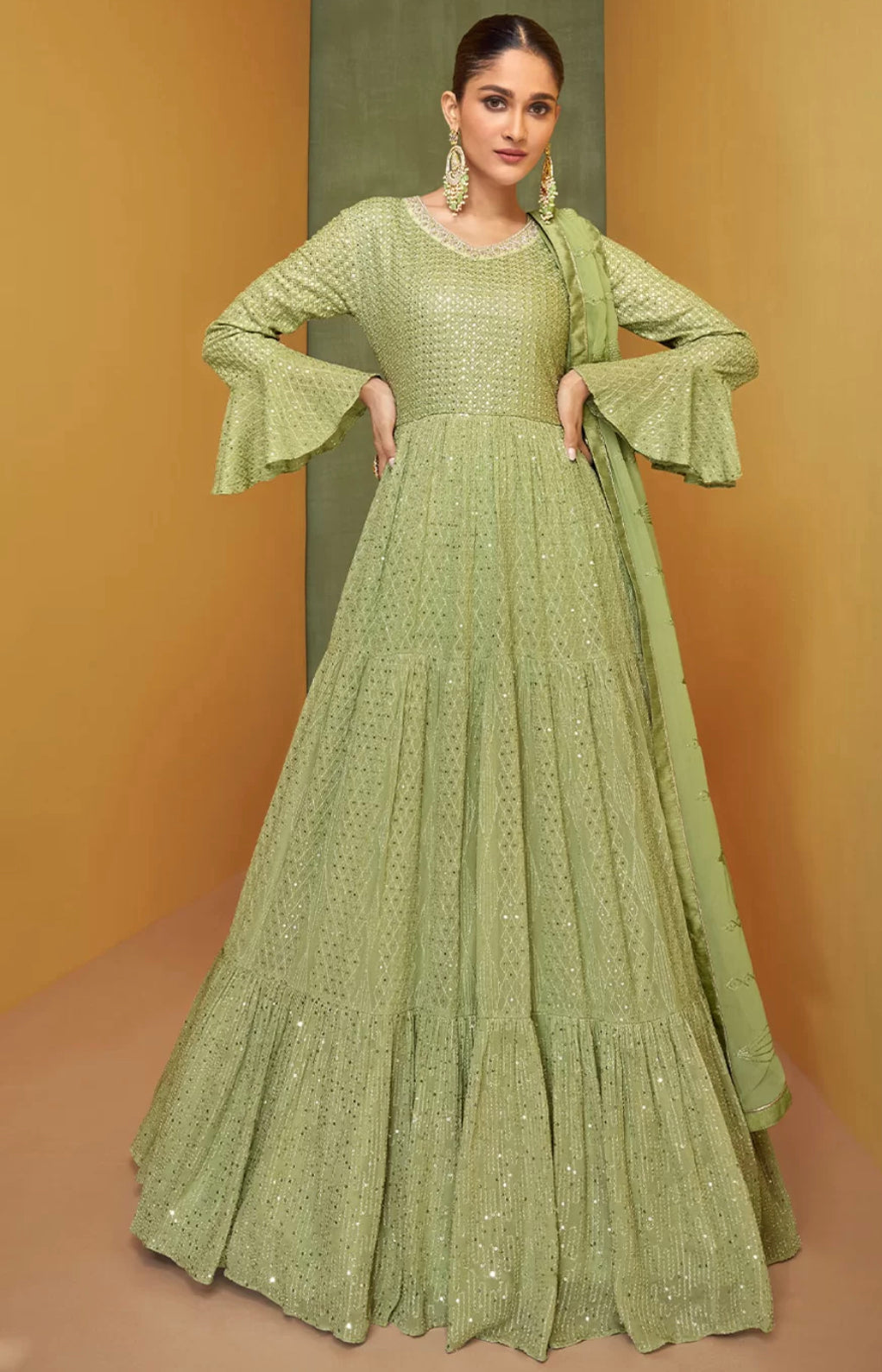 Serena collection: mint green with flared sleeves