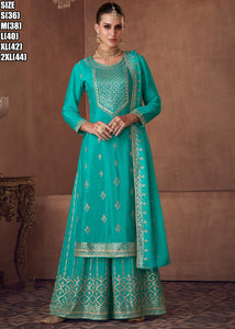 Janisha - readymade ocean blue long top palazzo