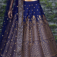 Navy blue and gold Lehenga