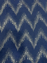 Partywear navy blue and silver zigzag sequins saree