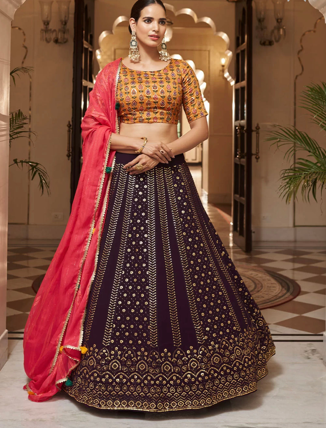 Misha collection vol 2 - purple and mustard designer Lehenga