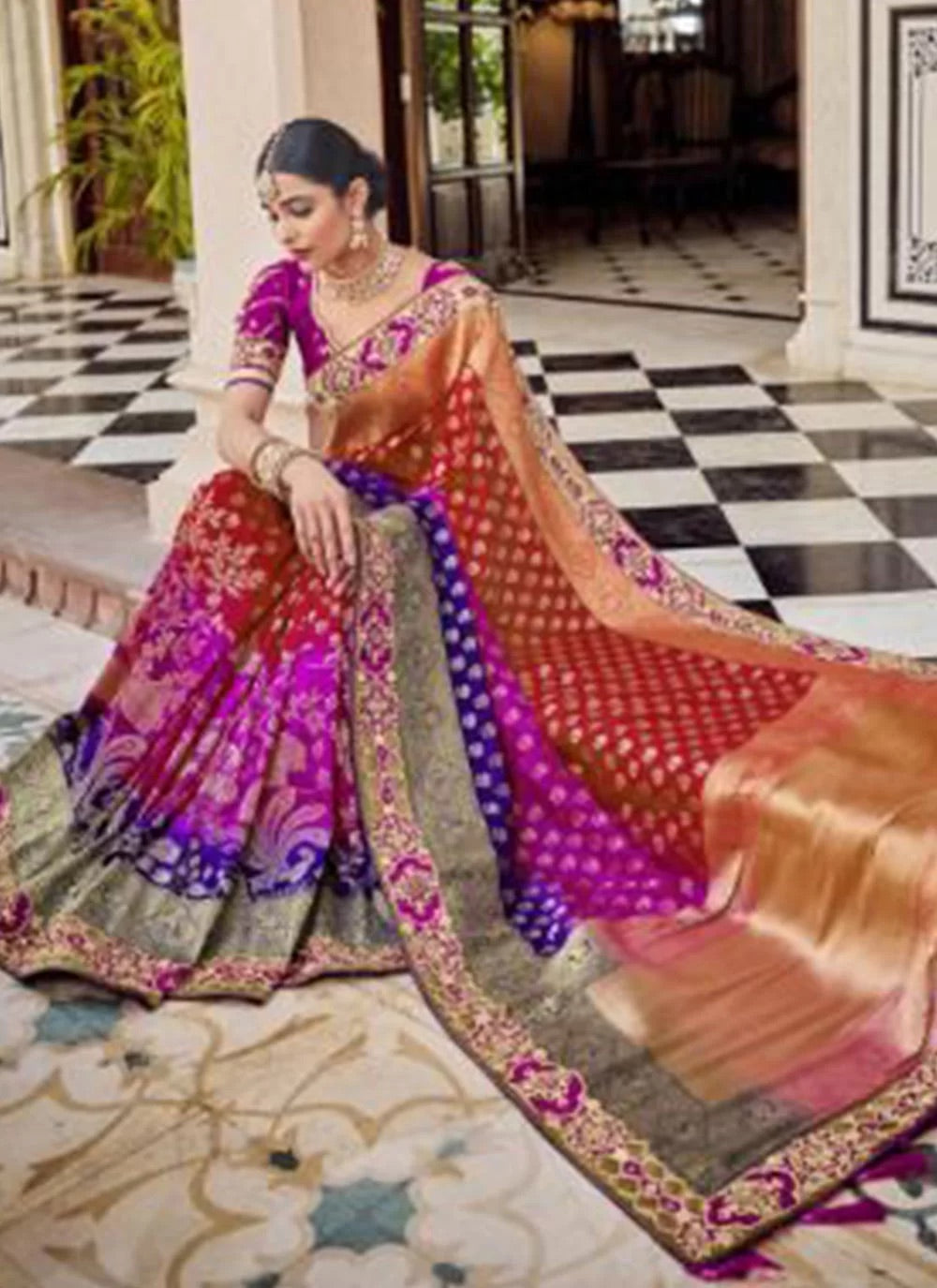 Ethnic collection - multicolour designer silk saree