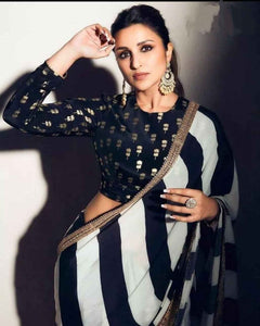 Super hit black and white design saree