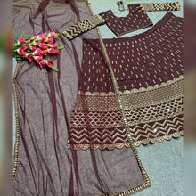 Dark coffee cotton silk Lehenga