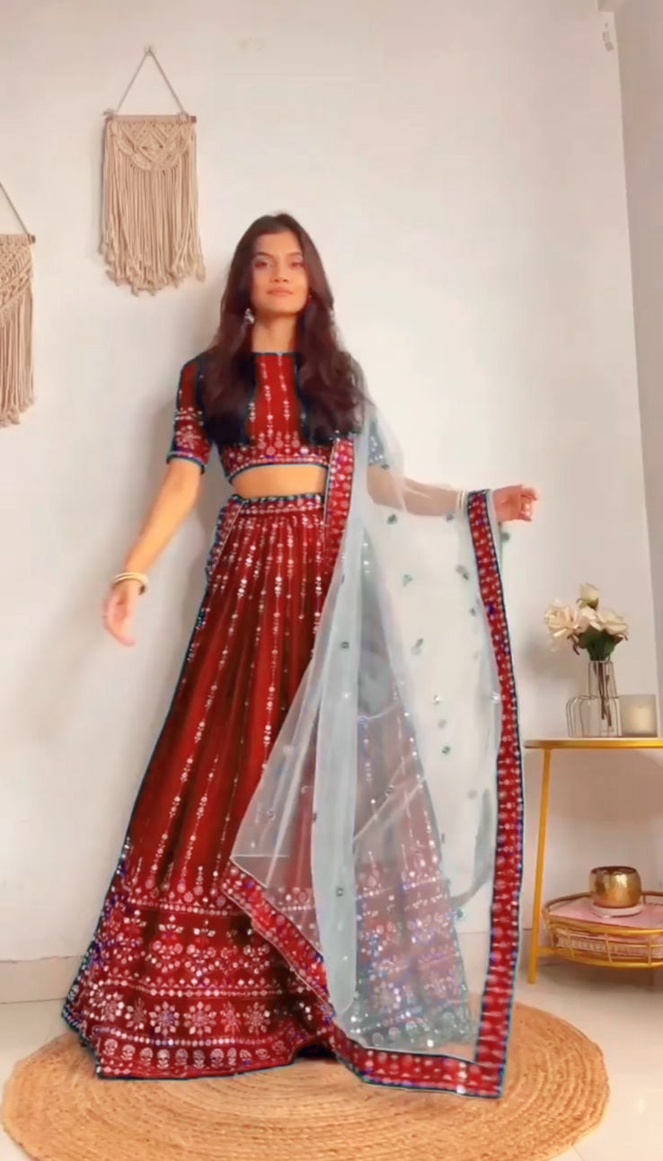 Dandiya night - red georgette Lehenga