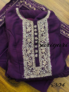 Karigari collection: purple silk anarkali