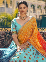 Aqua blue organza Lehenga