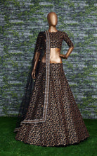 Sabyasachi inspired black floral raw silk Lehenga