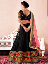 Black multi coloured thread Lehenga