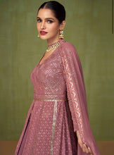 Peanut pink embroidered layered gown