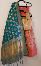 Peach & teal blue lehenga